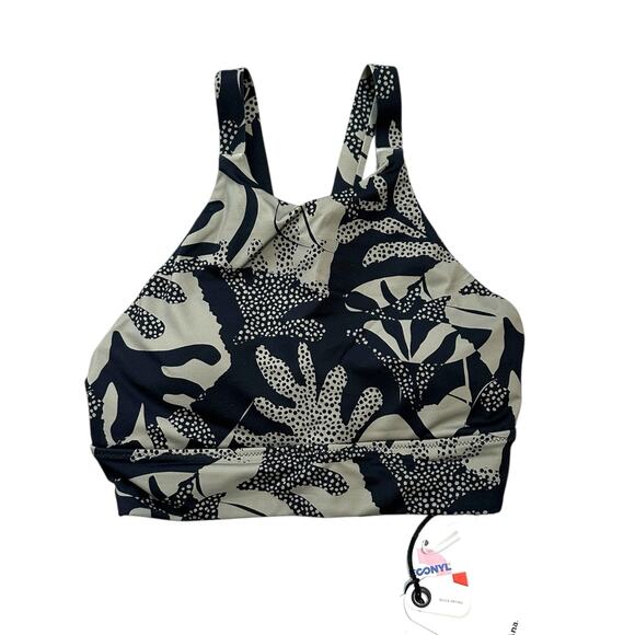 prAna Black Gray Green Floral Swim Top Marine Street Seaside XS NWR Beach - Picture 3 of 7